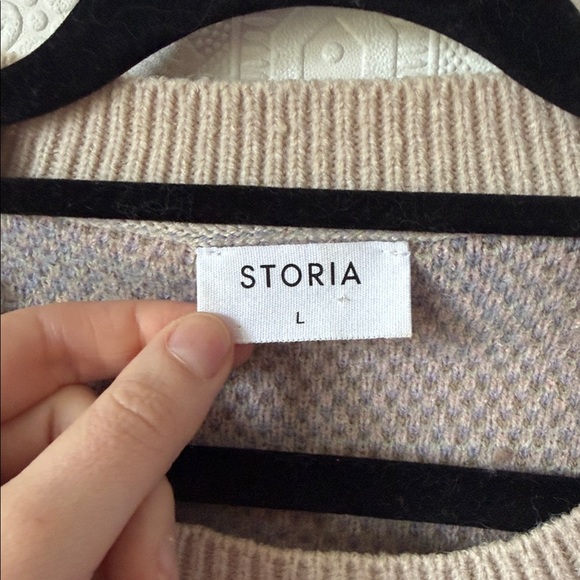 Storia Easy To Love Beige Brown Floral Sweater Size Large - Picture 3 of 12